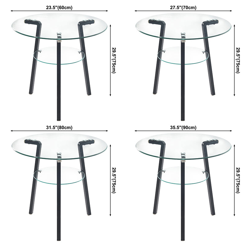 Round 3 Legs Modern Dining Table Transparent Fixed Table of Clear Glass