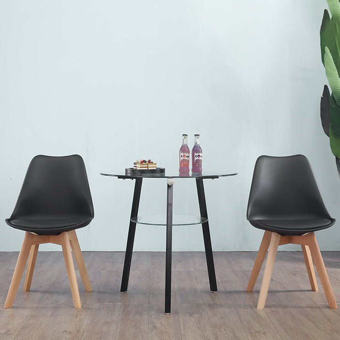 Round 3 Legs Modern Dining Table Transparent Fixed Table of Clear Glass