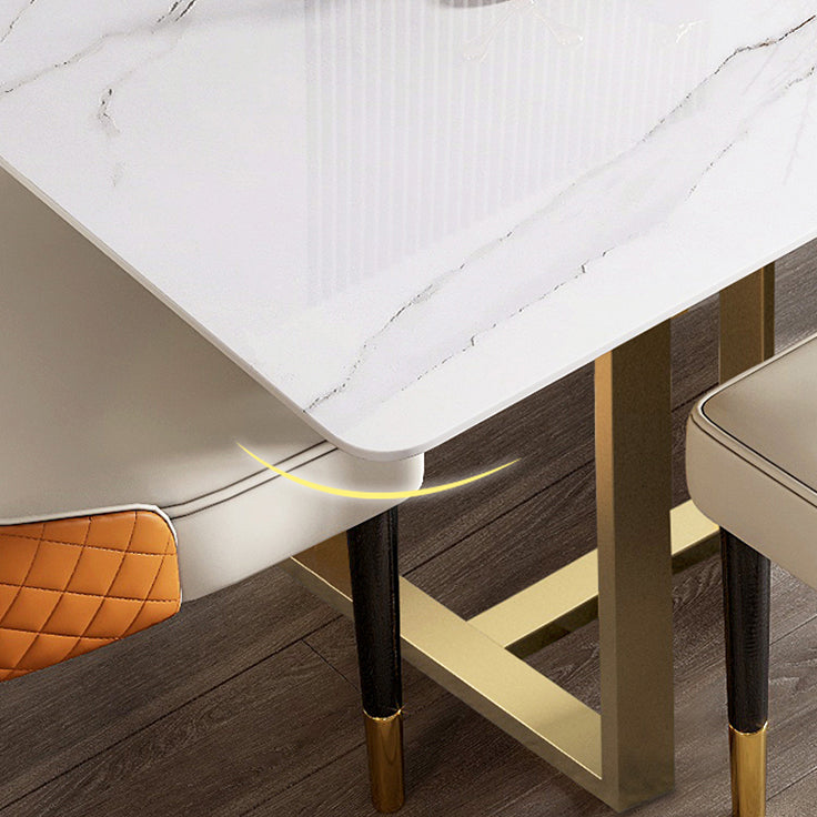 Mesa de comedor rectangular contemporánea de metal mesa de piedra sinterizada para comedor para comedor