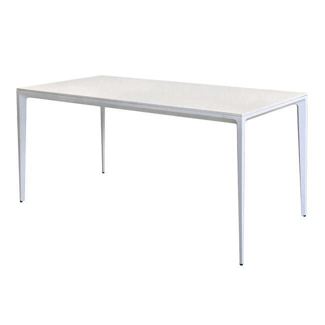 Metal Contemporary Rectangular Dining Table White Sintered Stone Table with 4 Legs