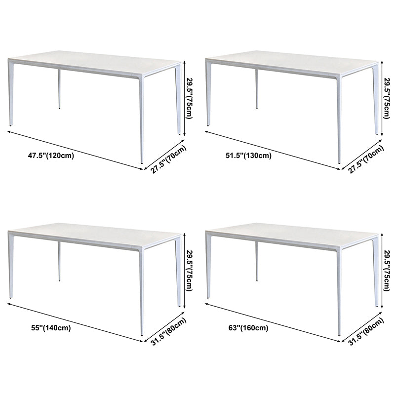 Metal Contemporary Rectangular Dining Table White Sintered Stone Table with 4 Legs