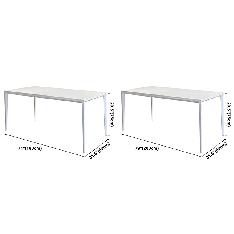 Metal Contemporary Rectangular Dining Table White Sintered Stone Table with 4 Legs