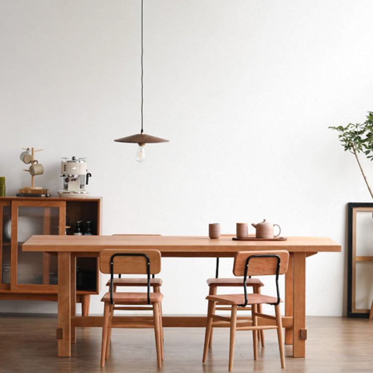 Solid Wood Rectangle Dining Table Modern Contemporary Kitchen Wood Table with Trestle Base