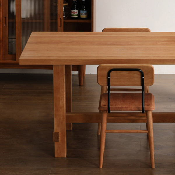 Solid Wood Rectangle Dining Table Modern Contemporary Kitchen Wood Table with Trestle Base