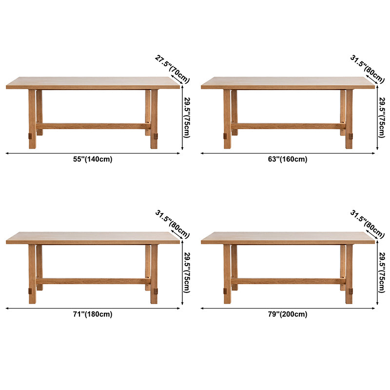 Solid Wood Rectangle Dining Table Modern Contemporary Kitchen Wood Table with Trestle Base