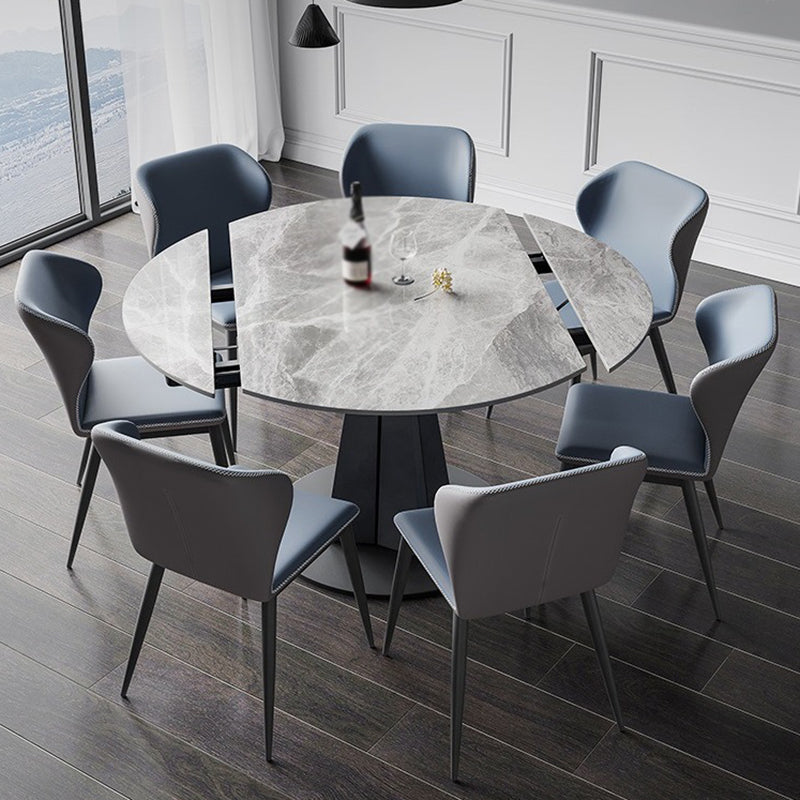 Contemporary Round Dining Table Sintered Stone Dining Table with Pedestal Base