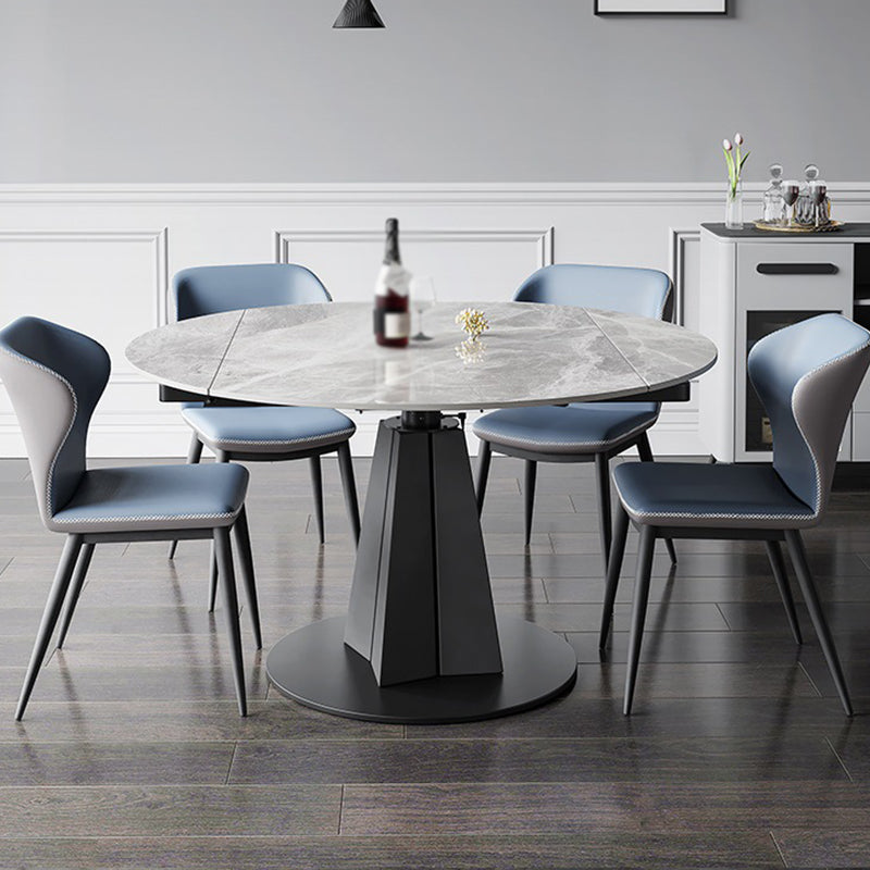 Contemporary Round Dining Table Sintered Stone Dining Table with Pedestal Base