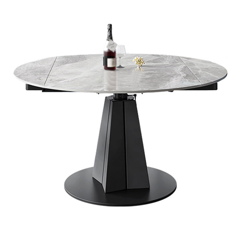 Contemporary Round Dining Table Sintered Stone Dining Table with Pedestal Base