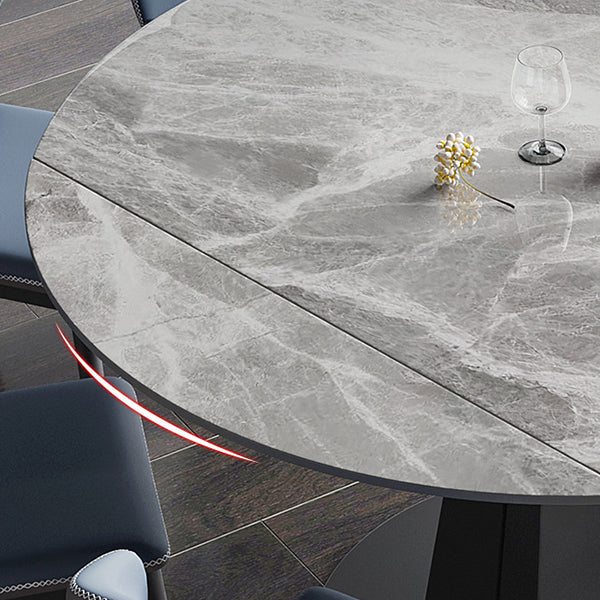 Contemporary Round Dining Table Sintered Stone Dining Table with Pedestal Base