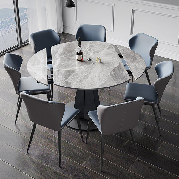 Contemporary Round Dining Table Sintered Stone Dining Table with Pedestal Base