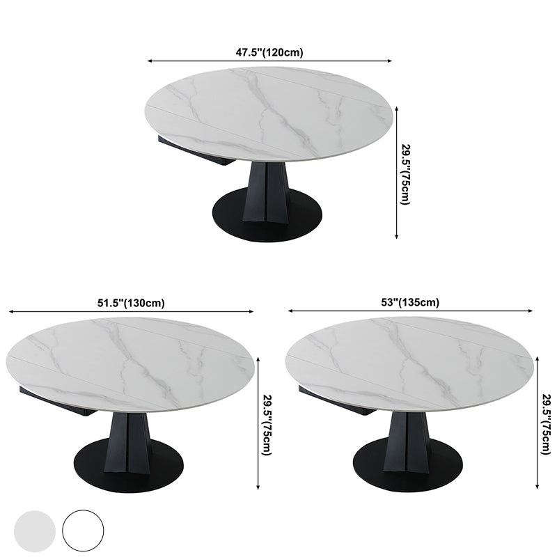 Contemporary Round Dining Table Sintered Stone Dining Table with Pedestal Base