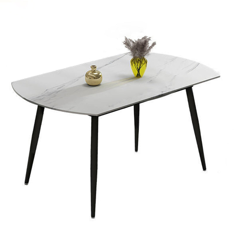 Moderne stijl gesinterde stenen eettafel witte ronde tafel met zwarte poten