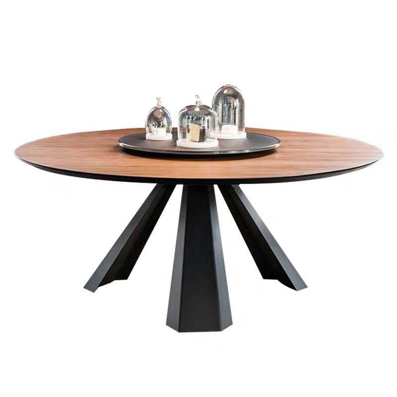 Contemporary Round Dining Table Pine Solid Wood Table with Pedestal Base for Dining Room