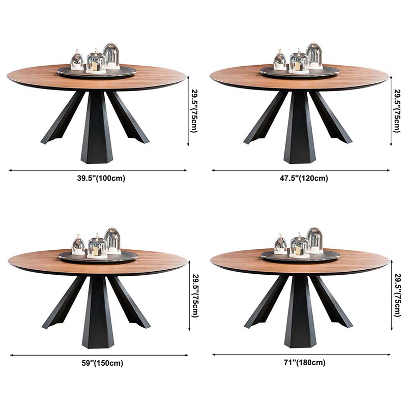 Contemporary Round Dining Table Pine Solid Wood Table with Pedestal Base for Dining Room