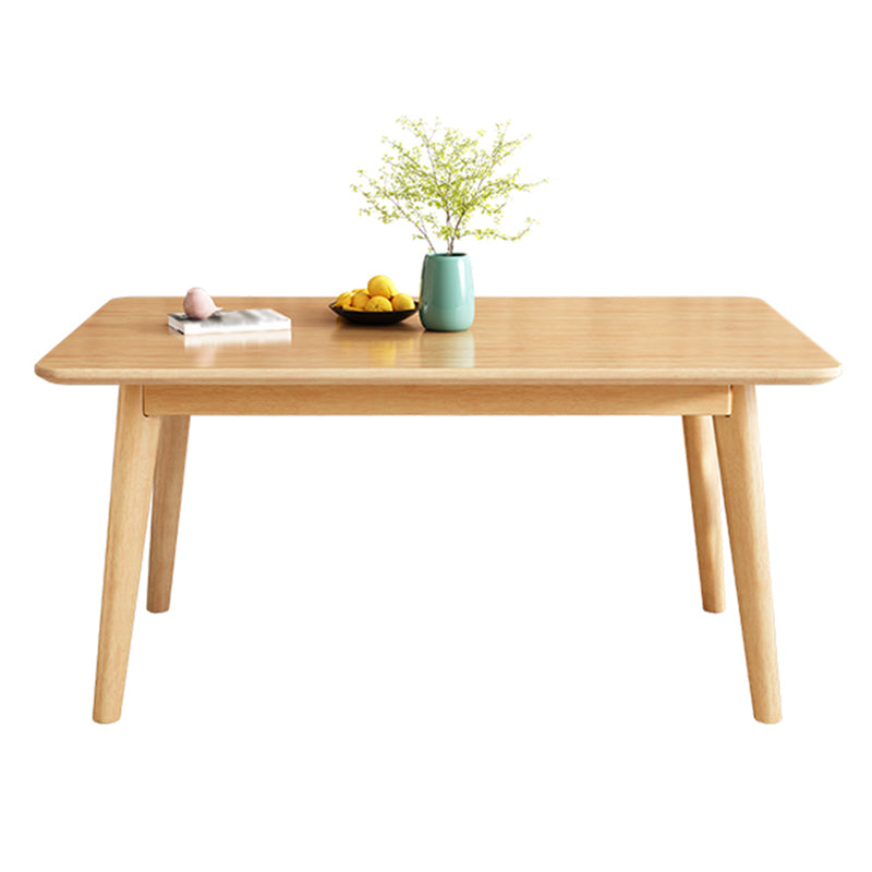 Mesa de comedor de 4 patas de madera de caucho, mesa rectangular de madera maciza de estilo moderno para el hogar