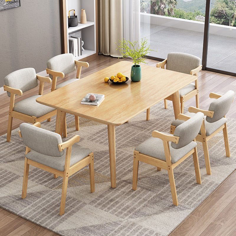 Mesa de comedor de 4 patas de madera de caucho, mesa rectangular de madera maciza de estilo moderno para el hogar