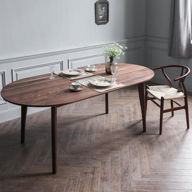 Mesa de comedor ovalada contemporánea Mesa de madera maciza con 4 patas para el comedor