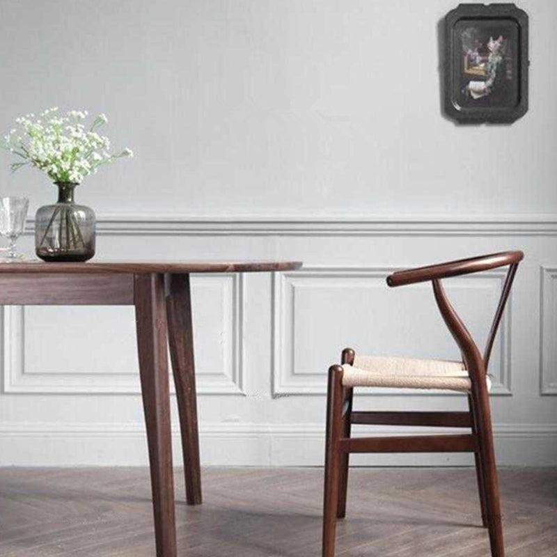 Mesa de comedor ovalada contemporánea Mesa de madera maciza con 4 patas para el comedor