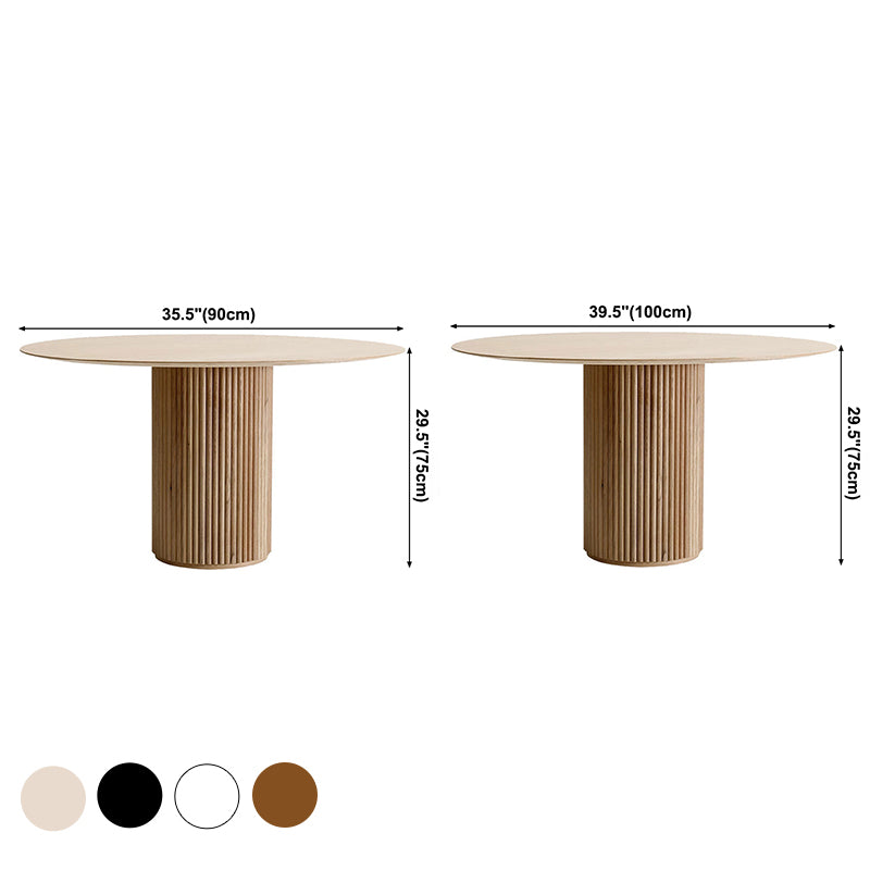 Eigentijdse ronde eettafel As vaste houten tafel met voetstukbasis voor eetkamer