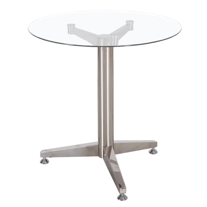 Eettafel van helder gehard glas Eigentijdse eettafel met driepootbasis
