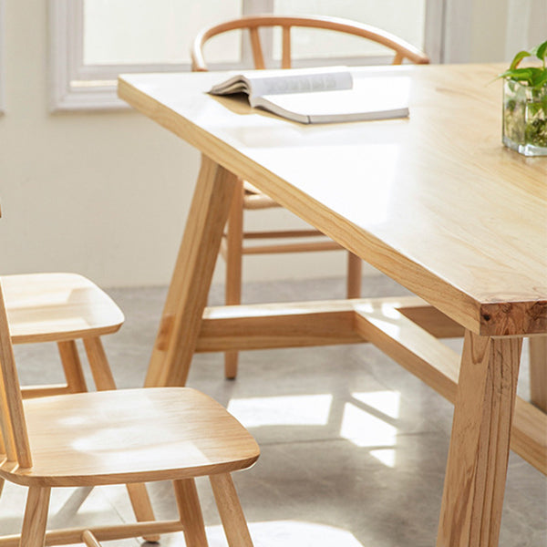 Rechteck Kiefer Massivholz Tisch Moderner Innentisch mit Trestle Basis für das Restaurant