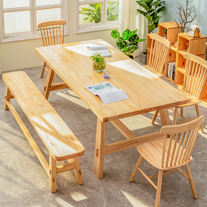 Rechteck Kiefer Massivholz Tisch Moderner Innentisch mit Trestle Basis für das Restaurant