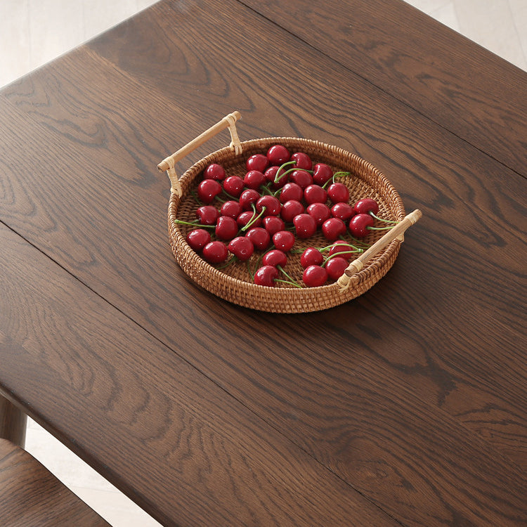 Rectangle White Oak Solid Wood Table Foldable Dining Table with 4 Legs for Restaurant