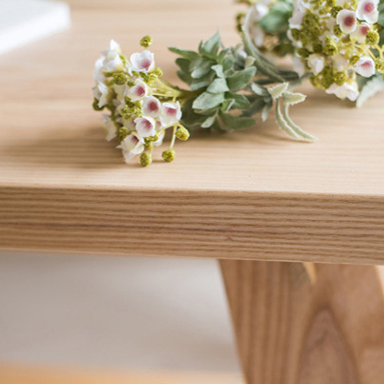 Rectangle Pine Solid Wood Table Minimalist Dining Table with Trestle Base for Restaurant