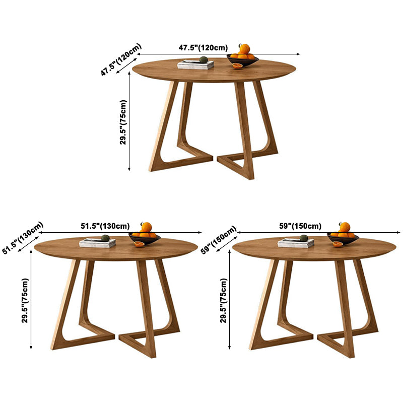 Round Dining Table Simplicity Dinner Room Solid Wood Table with Sled Base