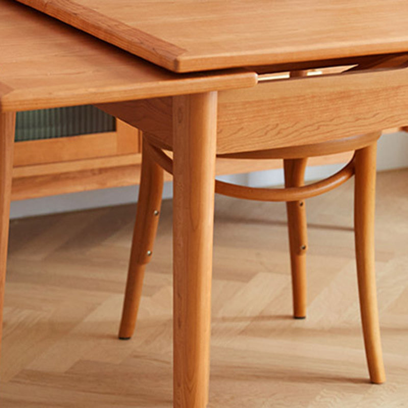 Retractable Solid Wood Table Modern Dining Table with 4 Legs for Restaurant
