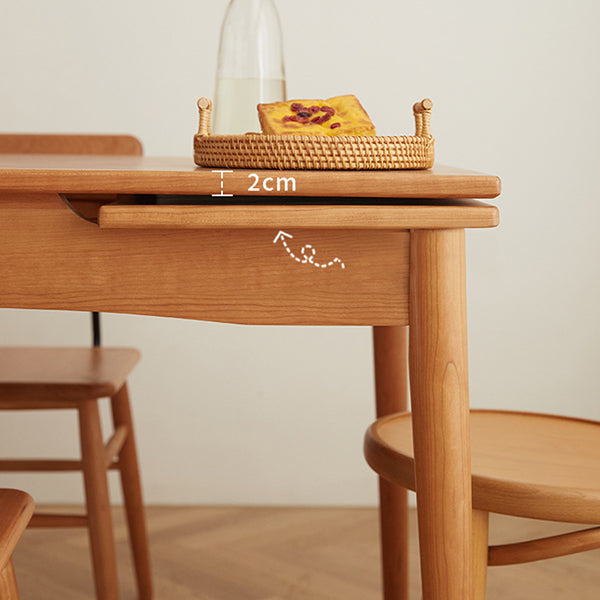 Retractable Solid Wood Table Modern Dining Table with 4 Legs for Restaurant