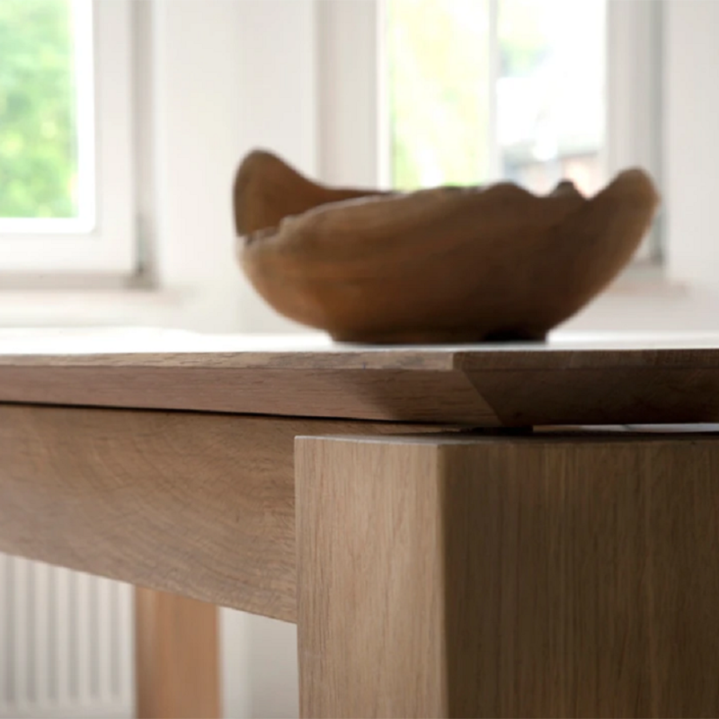 Weiße Eiche Massivholz Top Esstisch Rechtecktisch mit Holzbasis und 4 Beinen
