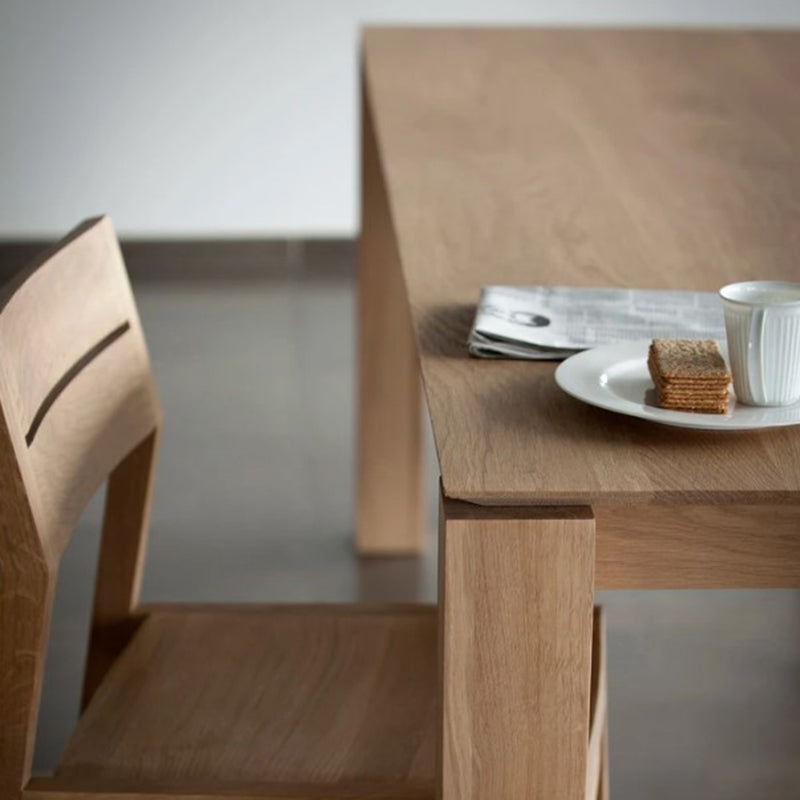 Weiße Eiche Massivholz Top Esstisch Rechtecktisch mit Holzbasis und 4 Beinen