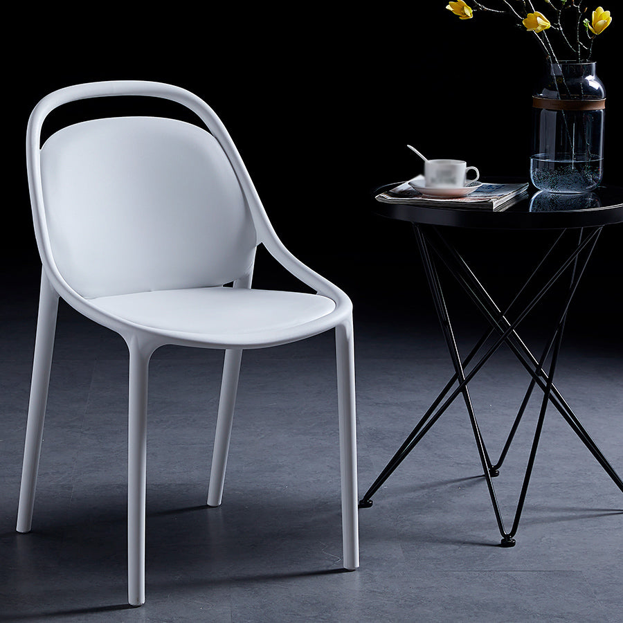 Contemporary Style Stackable Dining Chair Plastic Open Back Side Chair