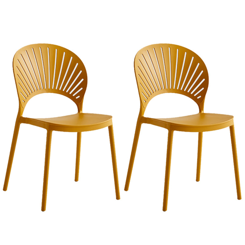 Contemporary Style Plastic Open Side Chair Colorful Stacking Dining Chairr for Home