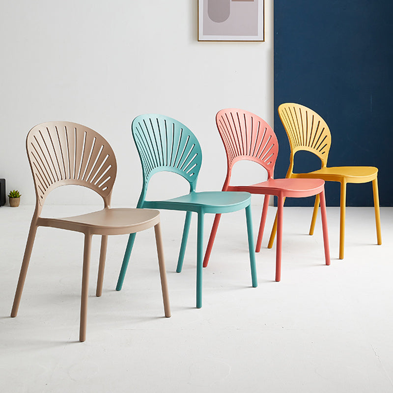 Contemporary Style Plastic Open Side Chair Colorful Stacking Dining Chairr for Home