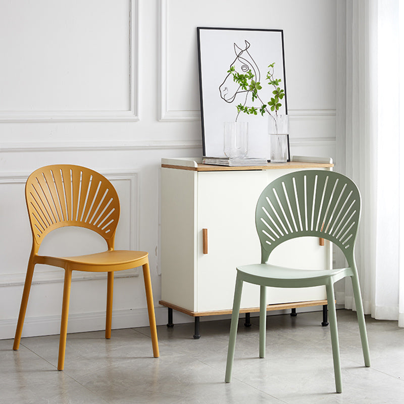 Contemporary Style Plastic Open Side Chair Colorful Stacking Dining Chairr for Home