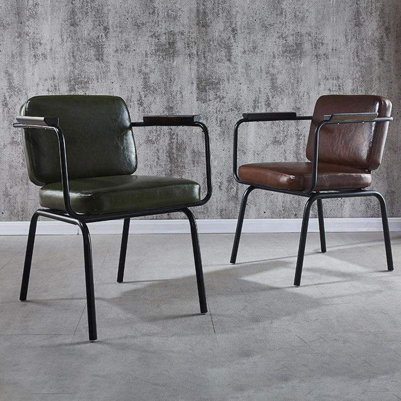 Modern Industrial Style Leather Solid Back Side Chair 31"H Dining Chair for Restaurant Bedroom