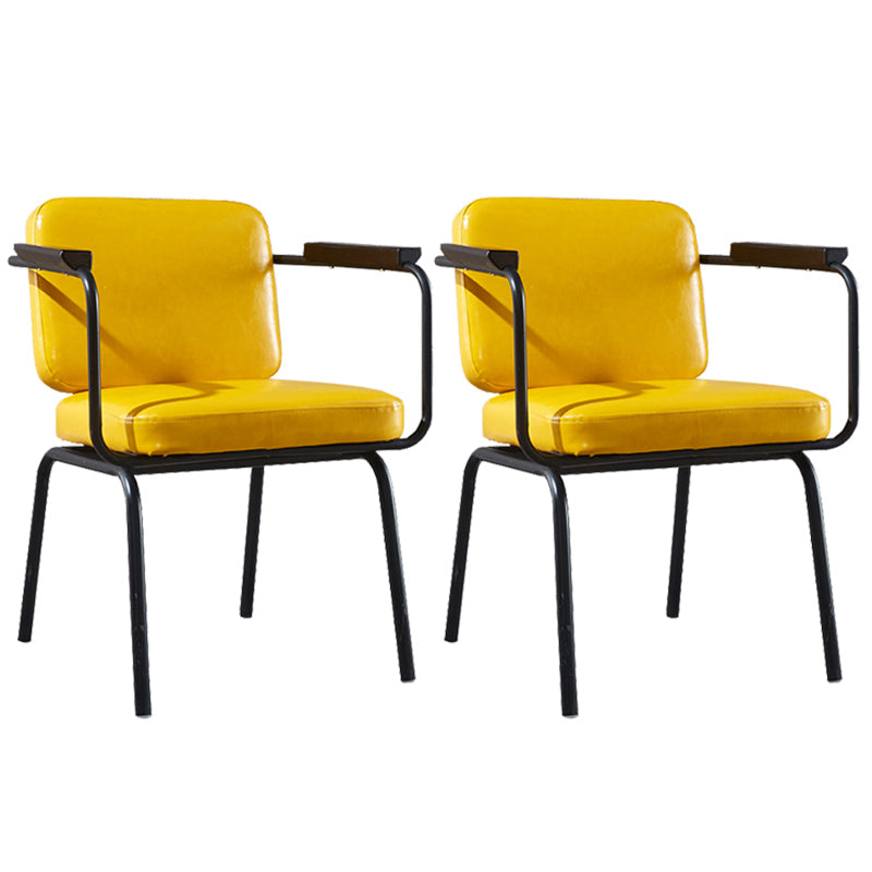 Modern Industrial Style Leather Solid Back Side Chair 31"H Dining Chair for Restaurant Bedroom