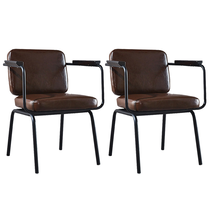 Modern Industrial Style Leather Solid Back Side Chair 31"H Dining Chair for Restaurant Bedroom