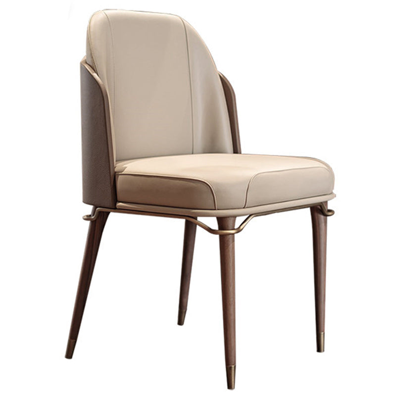 Contemporary Style Leather Chair Armless Parsons Chair with Wooden Legs for Home Use