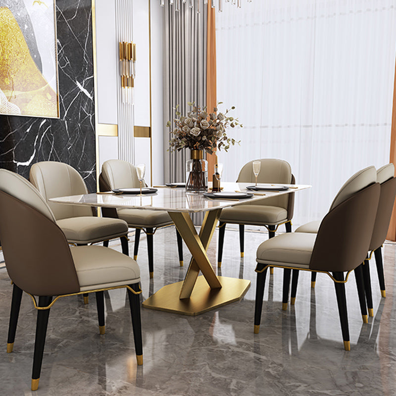 Contemporary Style Leather Chair Armless Parsons Chair with Wooden Legs for Home Use