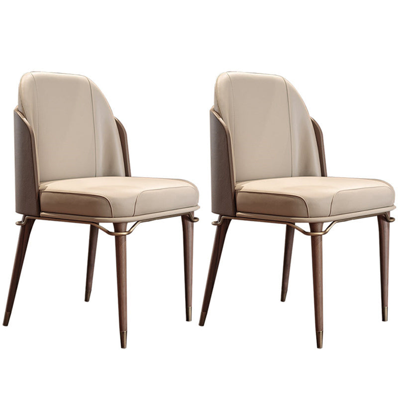 Contemporary Style Leather Chair Armless Parsons Chair with Wooden Legs for Home Use