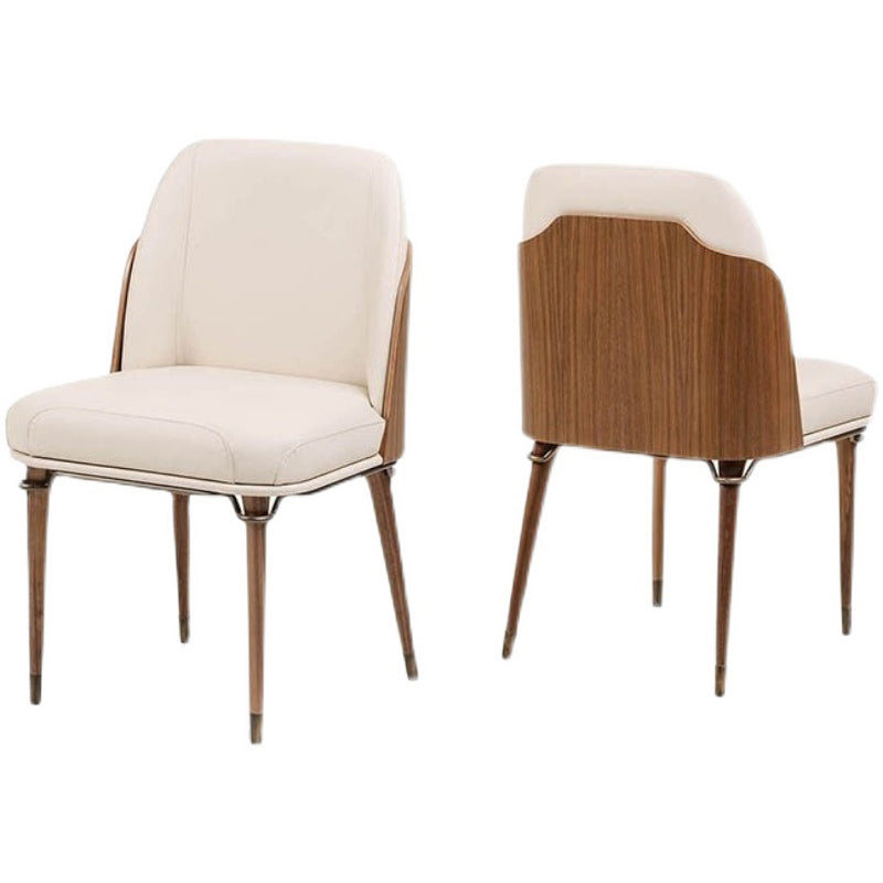 Contemporary Style Leather Chair Armless Parsons Chair with Wooden Legs for Home Use