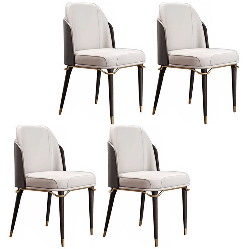 Contemporary Style Leather Chair Armless Parsons Chair with Wooden Legs for Home Use