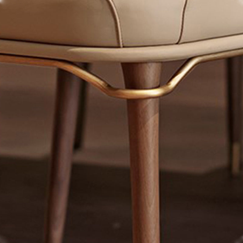 Contemporary Style Leather Chair Armless Parsons Chair with Wooden Legs for Home Use