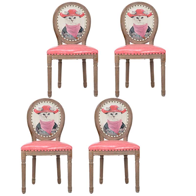 Solid Wood Country Style Dining Room Chair Matte Finish King Louis Back Side Chair