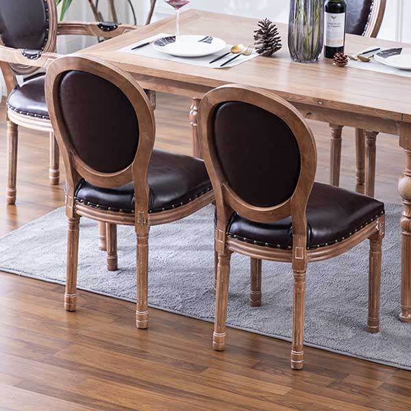 Solid Wood Country Style Dining Room Chair Matte Finish King Louis Back Side Chair