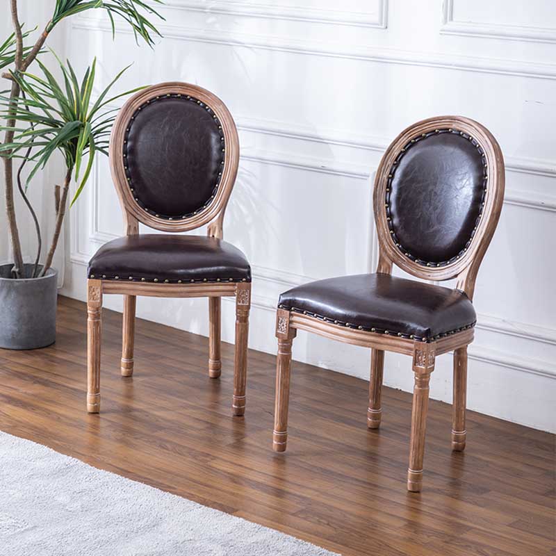 Solid Wood Country Style Dining Room Chair Matte Finish King Louis Back Side Chair