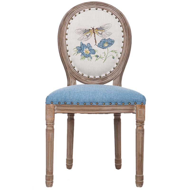 Solid Wood Country Style Dining Room Chair Matte Finish King Louis Back Side Chair